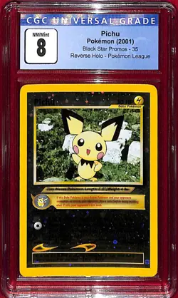 CGC 8 1999 Star Pokemon Wizards of the Coast Black Promos Pichu #35 - Image 1