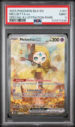 2025 POKEMON BLK EN-BLACK BOLT SPECIAL ILLUSTRATION RARE #167 MELOETTA EX PSA 9 - Image 1