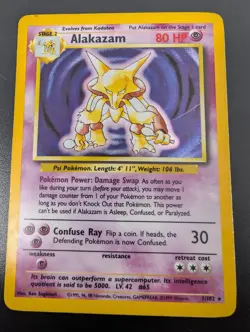 1999 Pokemon Base Set Alakazam Holo 1/102 -HP - Image 4