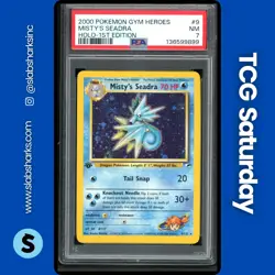 2000 POKEMON GYM HEROES 1ST EDITION #9/132 MISTY'S SEADRA HOLO PSA 7 - Image 1