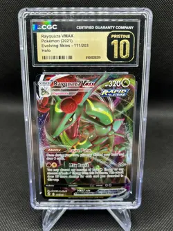 Pokemon Rayquaza VMAX Ultra Rare CGC Pristine 10 Holo 320 HP Evolving Skies - Image 1