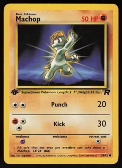 Machop 59/82 Common Team Rocket 1st Edition Pokemon - Image 1