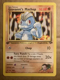 Giovanni’s Machop Pokemon Card Gym Challenge 72/132 1st Edition LP - Image 1