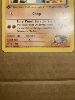Giovanni’s Machop Pokemon Card Gym Challenge 72/132 1st Edition LP - Image 4
