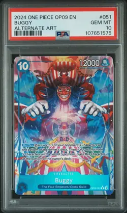 Buggy # OP09-051 Alternate Art One Piece Emperors in the New World PSA 10 - Image 1