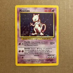 Pokemon TCG Mewtwo Holo Rare Card Base Set 10/102 Rare Vintage 1999 - Image 1