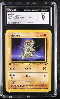 CGC 9 MINT Machop 2000 Team Rocket 1st Edition 59/82 Pokemon Card - Image 1