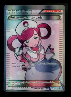 Pokemon Center Lady 105/106 XY Flashfire 2014 Full Art Trainer Pokemon Card TCG - Image 1