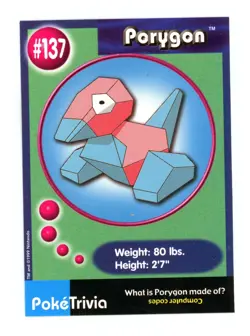 1999 Poke Trivia Porygon #137 Vintage Pokemon Card Burger King Promo MP *BTX - Image 1