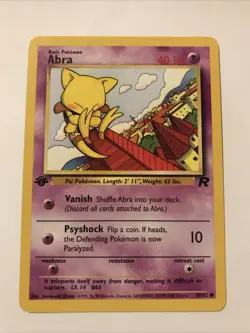 Pokemon TCG Team Rocket Abra 1st Edition 49/82 Card - Image 1