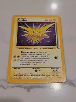 Pokemon TCG Zapdos Fossil Holo Unlimited Rare Card 15/62 - Image 2
