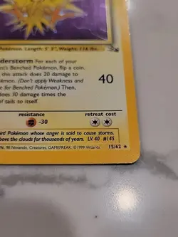 Pokemon TCG Zapdos Fossil Holo Unlimited Rare Card 15/62 - Image 4