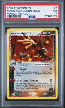Pokemon Team Magma's Aggron EX Team Magma vs Aqua 7/95 PSA 7 Holo Rare English - Image 1