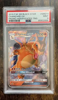 PSA 9 MINT Charizard GX SM211 Hidden Fates Tins 2019 Pokemon SM Black Star Promo - Image 1