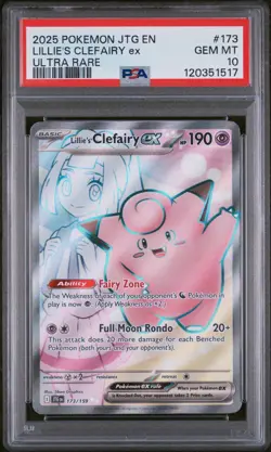 2025 POKEMON JTG EN-JOURNEY TOGETHER ULTRA RARE #173 LILLIE'S CLEFAIRY EX PSA 10 - Image 1