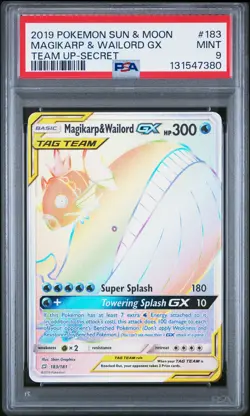 2019 Pokemon Sun & Moon Team Up Magikarp & Wailord GX Secret Rare PSA 9 #183/236 - Image 1