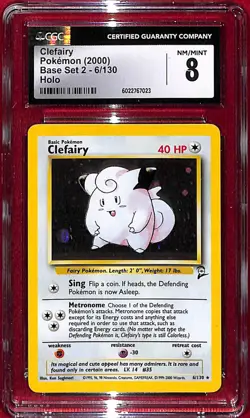 CGC 8 2000 Pokemon Base Set 2 Clefairy #6 - Image 1