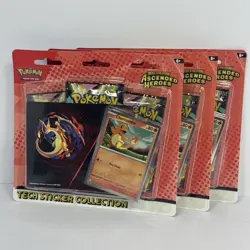 THREE (3) Pokemon Ascended Heroes Tech Sticker Collection Charmander New Sealed! - Image 1