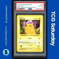 1999 POKEMON GAME SHADOWLESS #58/102 PIKACHU RED CHEEKS PSA 6 - Image 1