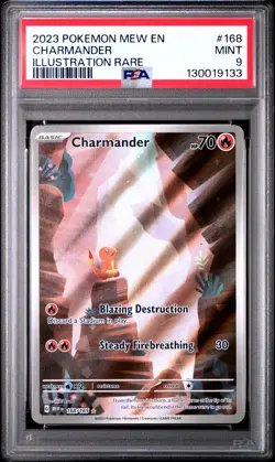 2023 POKEMON MEW EN-151 ILLUSTRATION RARE #168 CHARMANDER PSA 9 - Image 1