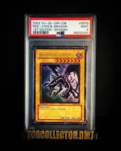 2002 YUGIOH LOB RED EYES BLACK DRAGON LDD-S070 1ST EDITION SPANISH PSA 9 Mint 🔥 - Image 1