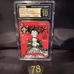 CGC PRISTINE 10 Luffy ST21-014 One Piece Magazine Weekly Shonen Jump Promo TC 78 - Image 1