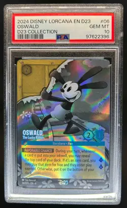 2024 Disney Lorcana Azurite Sea Oswald - The Lucky Rabbit Promos #06/D23 PSA 10 - Image 1