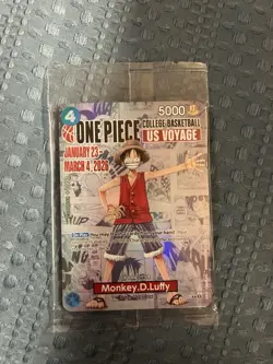 One Piece Monkey D. Luffy US Voyage College Basketball Promo Card SEALED - Image 1