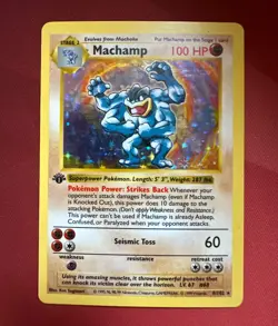 MACHAMP 8/102 Base Set SHADOWLESS 1st EDITION HOLO rare Pokemon TCG card LP - Image 1