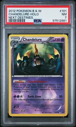 Pokemon Chandelure 101/99 PSA 7 NM BW Next Destinies Shiny Secret Rare Holo 2012 - Image 1