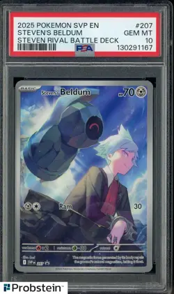 2025 Pokemon SVP EN Steven Rival Battle Deck #207 Steven's Beldum PSA 10 - Image 1