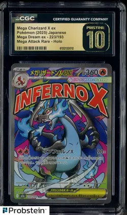 2025 Pokemon Japanese Mega Dream ex Mega Attack #223 Mega Charizard X ex CGC 10 - Image 1