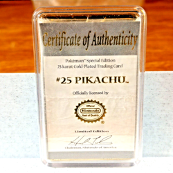 Pokemon 23K Gold Plated Trading Card Pikachu Burger King 1999 COA #25 Nintendo - Image 2