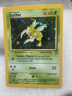 Pokemon TCG Scyther Base Set 2 Holo Unlimited Rare Card 17/130 - Image 1