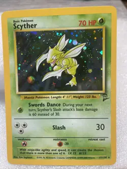 Pokemon TCG Scyther Base Set 2 Holo Unlimited Rare Card 17/130 - Image 2