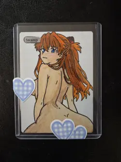 Magic MTG Altered Swamp / Land Card | Original Hand Painted & Color Anime Girl - Image 1