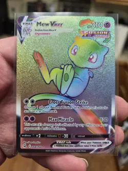 Pokemon Mew VMAX TCG Fusion Strike Secret Rare Holo Card 268/264 Rainbow NM - Image 1
