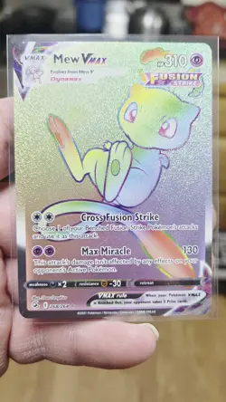 Pokemon Mew VMAX TCG Fusion Strike Secret Rare Holo Card 268/264 Rainbow NM - Image 2