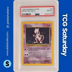 1999 POKEMON UNLIMITED #10/102 MEWTWO RARE HOLO PSA 8 - Image 1