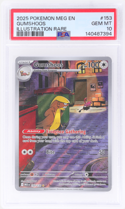 2025 Pokemon Mega Evolution Gumshoos Illustration Rare #153 PSA 10 - Image 1