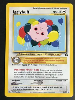Pokemon TCG Igglybuff 40/75 Neo Discovery MP/HP - Image 1