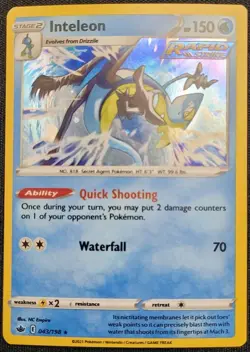 Pokemon TCG | Inteleon | Sword & Shield Chilling Reign | #43/198 | Holo Rare - Image 1