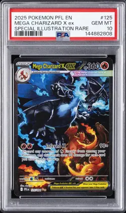2025 POKEMON PFL EN-PHANTASMAL FLAMES #125 MEGA CHARIZARD X EX PSA 10 - Image 1