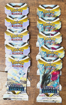 10 Pokemon TCG Sword & Shield Silver Tempest Booster Packs Sleeved - Sealed - Image 1