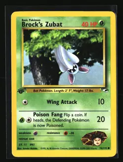 Pokemon BROCKS ZUBAT 74/132 1st Edition (2000 Gym Heroes) LP/NM - Image 1