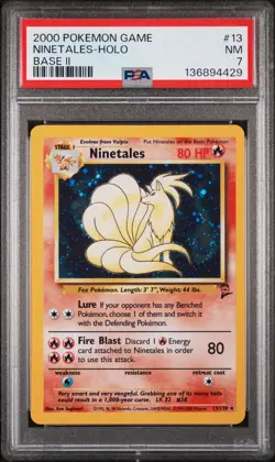 2000 POKEMON GAME BASE II #13 NINETALES-HOLO PSA 7 - Image 1