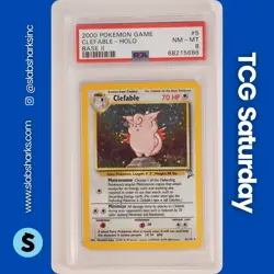 2000 POKEMON BASE SET 2 #6/130 CLEFAIRY HOLO PSA 8 - Image 1