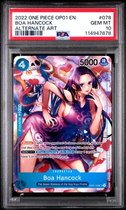 Boa Hancock PSA 10 One Piece English OP01-078 Alternate Art Romance Dawn 2022 - Image 1