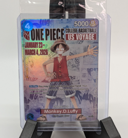 One Piece Monkey D Luffy US College Basketball Promo Card SEALED MINT wTopLoader - Image 1