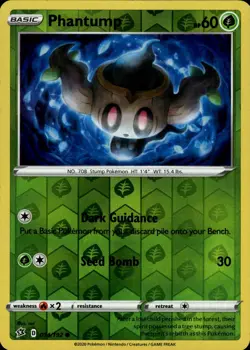 Phantump Common SWSH02: Rebel Clash 014/192 Grass Reverse Holo Pokemon Card - Image 1